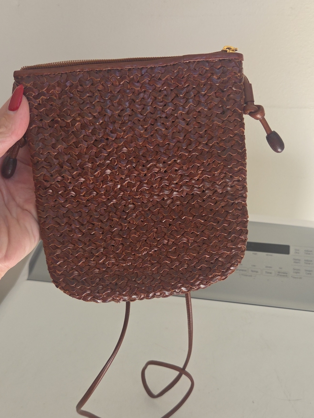 Vintage Gem Woven Leather Crossbody Bag